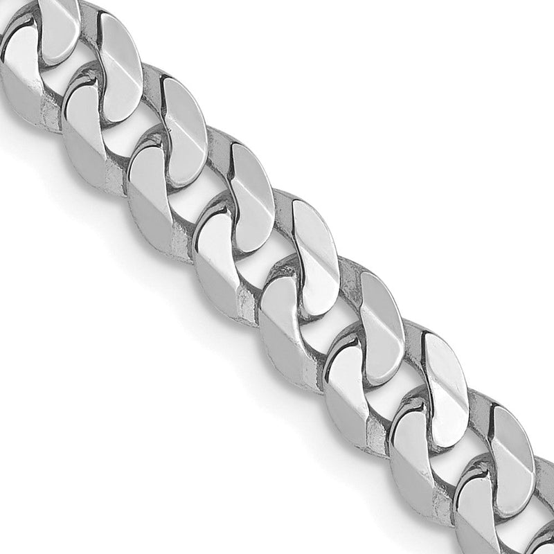 14K Weißgold 4.5mm Flach Abgeschrägt Panzer Halskette