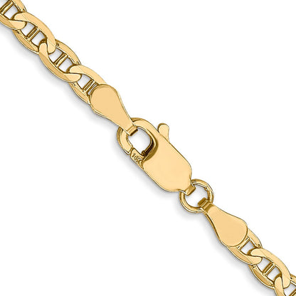 14K 3mm Konkav Anker Halskette