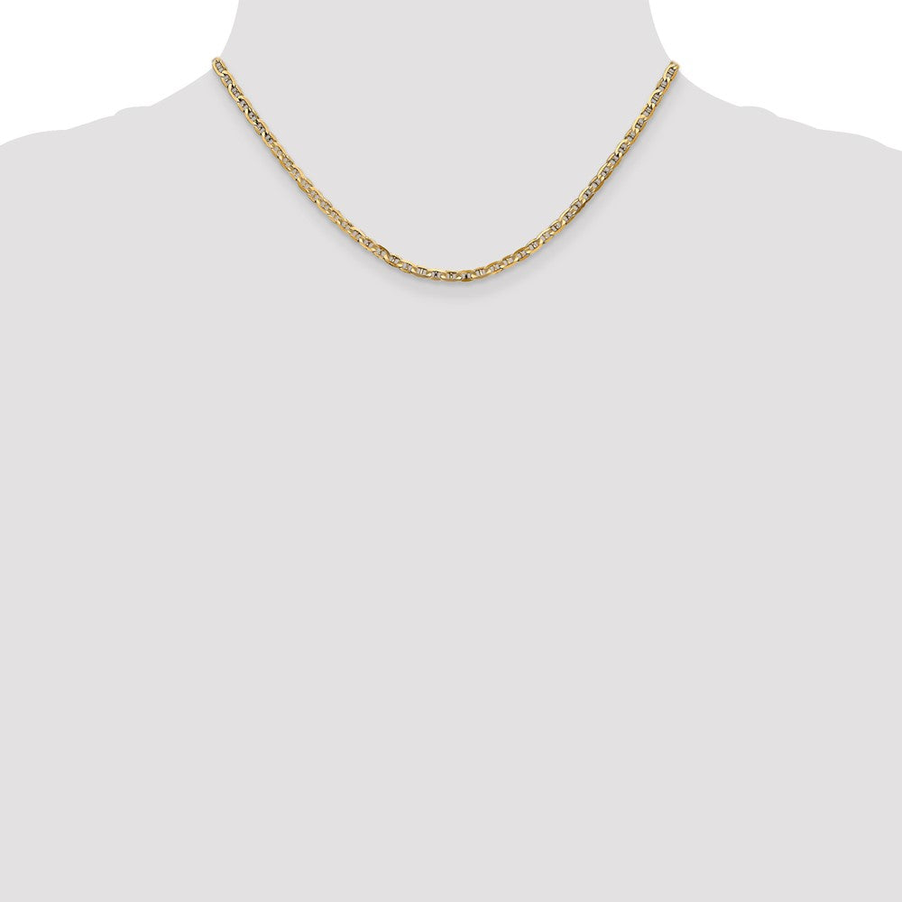 14K 3mm Konkav Anker Halskette
