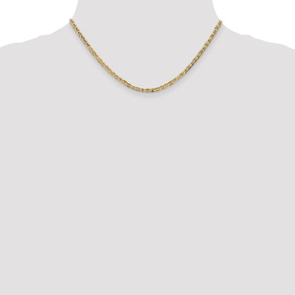 14K 3mm Konkav Anker Halskette