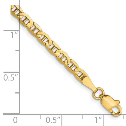 14K 3mm Konkav Anker Gliederarmband