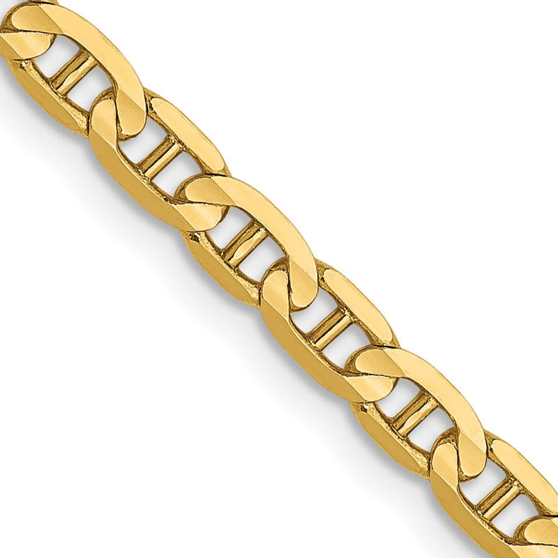 14K 3mm Konkav Anker Halskette