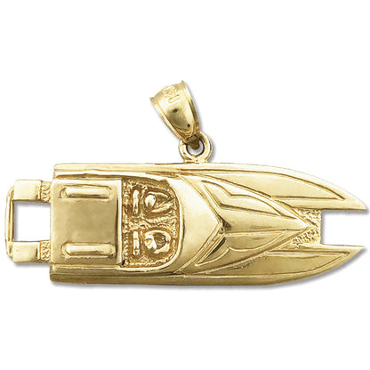 14K Gold Anhänger „Speedboot“ mit zwei Sitzen, 36 mm