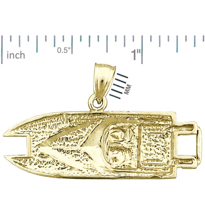 14K Gold Anhänger „Speedboot“ mit zwei Sitzen, 36 mm