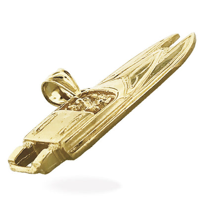 14K Gold Anhänger „Speedboot“ mit zwei Sitzen, 36 mm