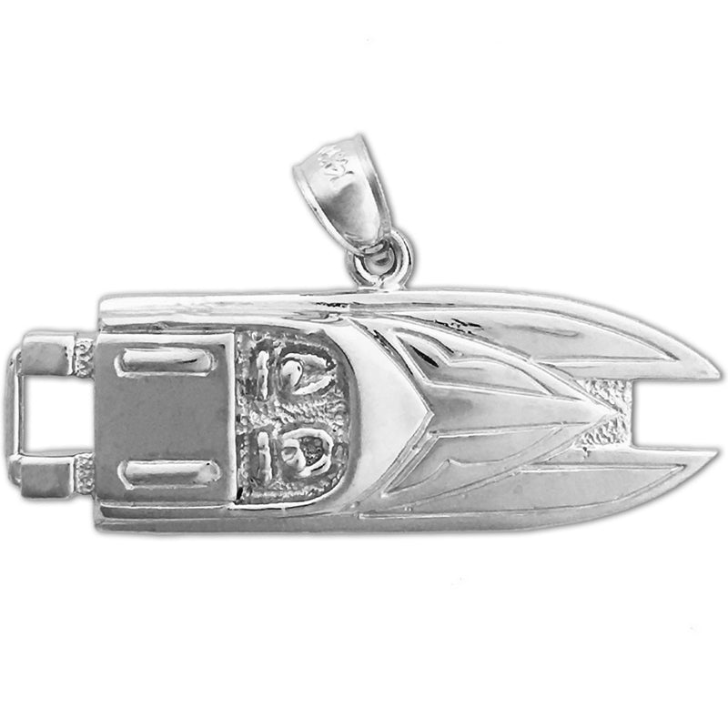 14K Gold Anhänger „Speedboot“ mit zwei Sitzen, 36 mm