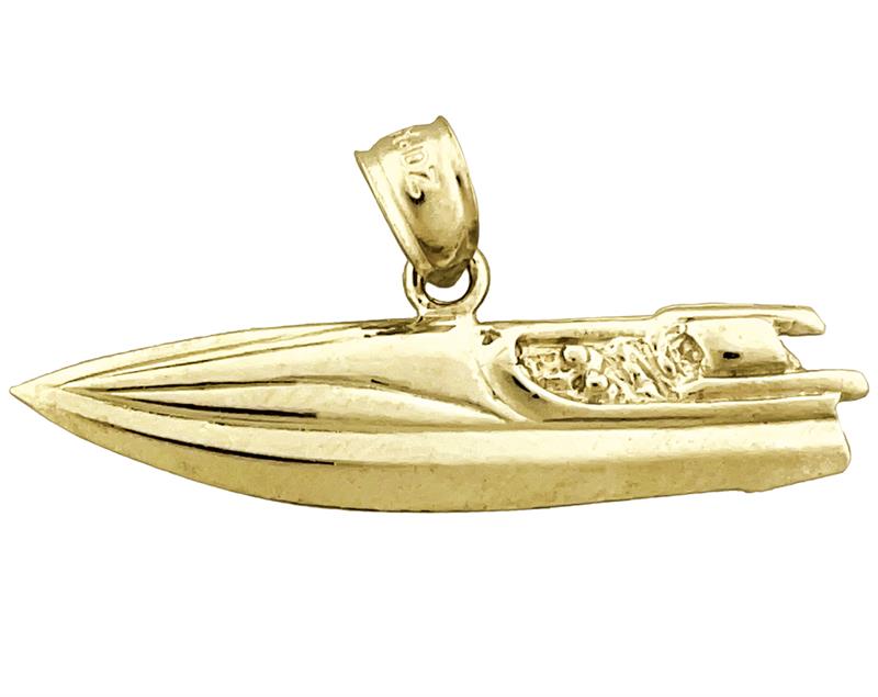 14K Gold Speedboot-Anhänger