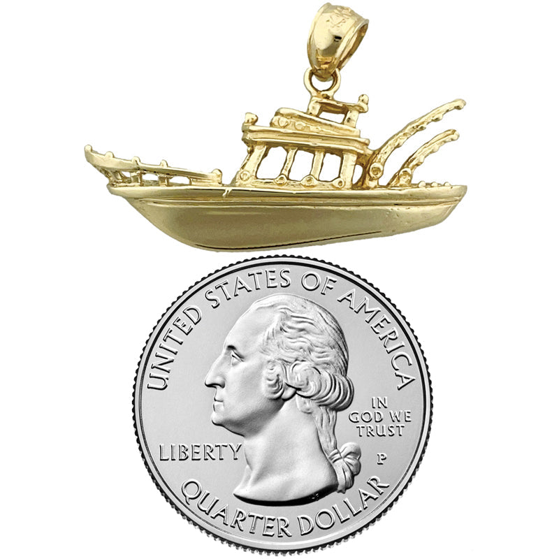 14K Gold Anhänger Fischerboot