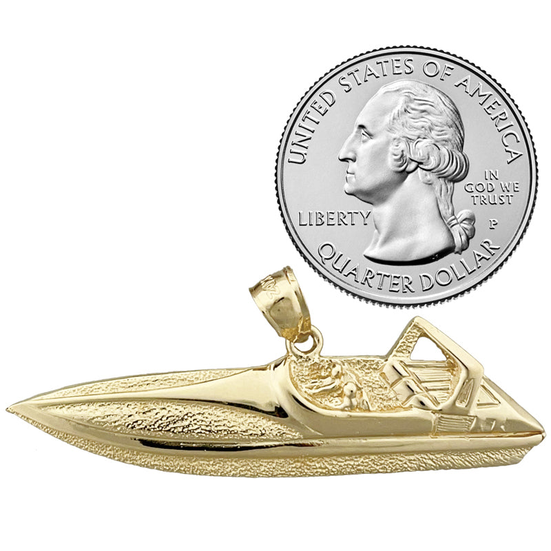 14K Gold Zweisitzer-Motorboot-Anhänger
