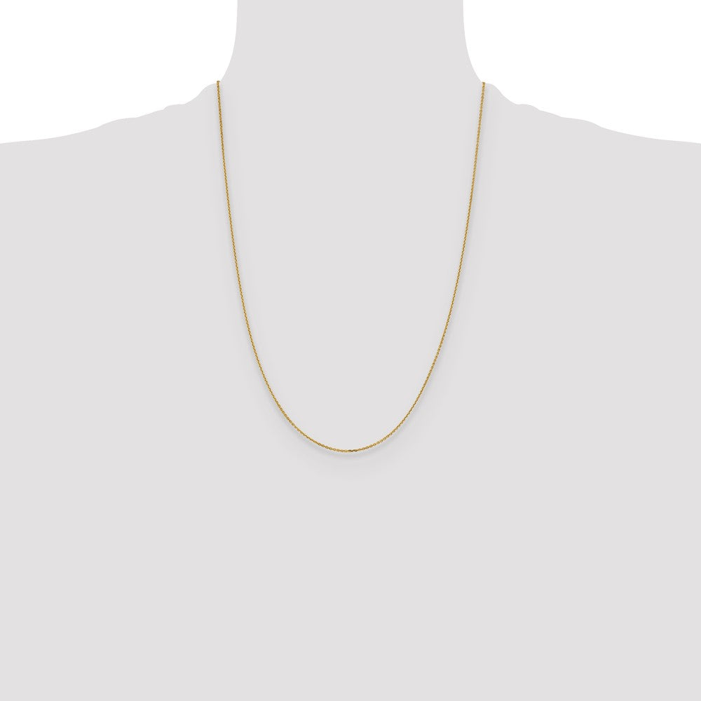 14K Gelbgold 1.05mm Diamantiert Ankerkette Halskette