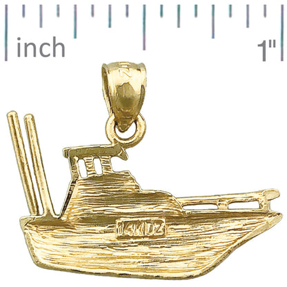 14K Gold Charm „Fischerboot" 25 mm
