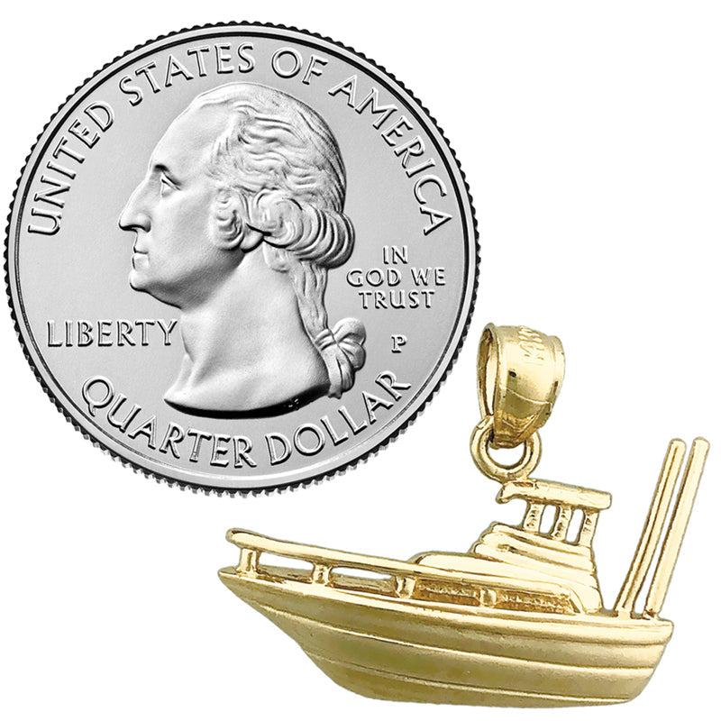 14K Gold Charm „Fischerboot" 25 mm