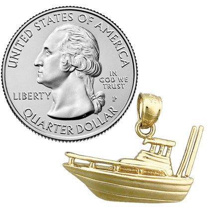 14K Gold Charm „Fischerboot" 25 mm