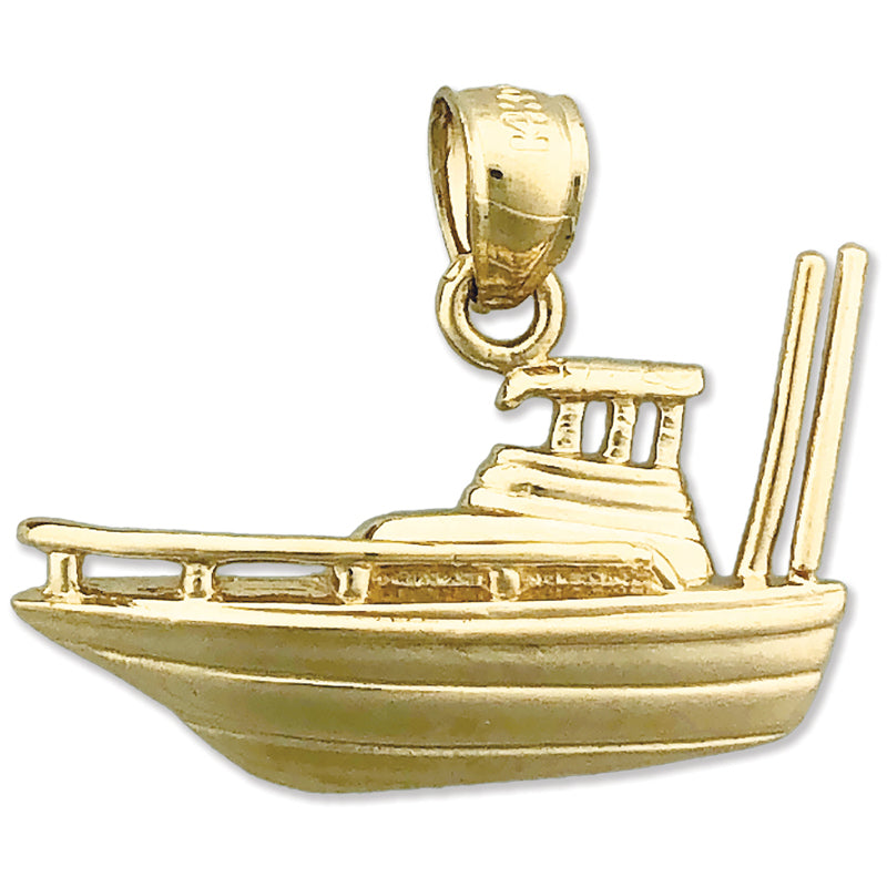 14K Gold Charm „Fischerboot" 25 mm
