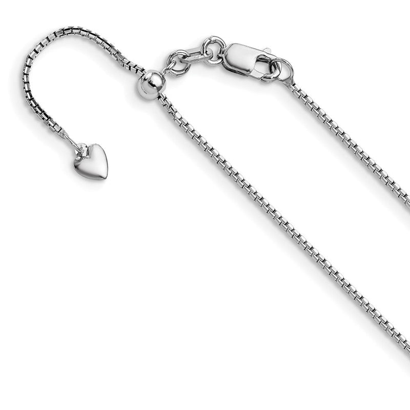 22 Zoll 14K Weißgold Verstellbar 1mm Diamantiert Venezianer Halskette