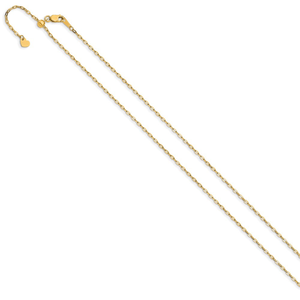 22 Zoll 14K Gelbgold Verstellbar 1.3mm Flach Ankerkette Halskette
