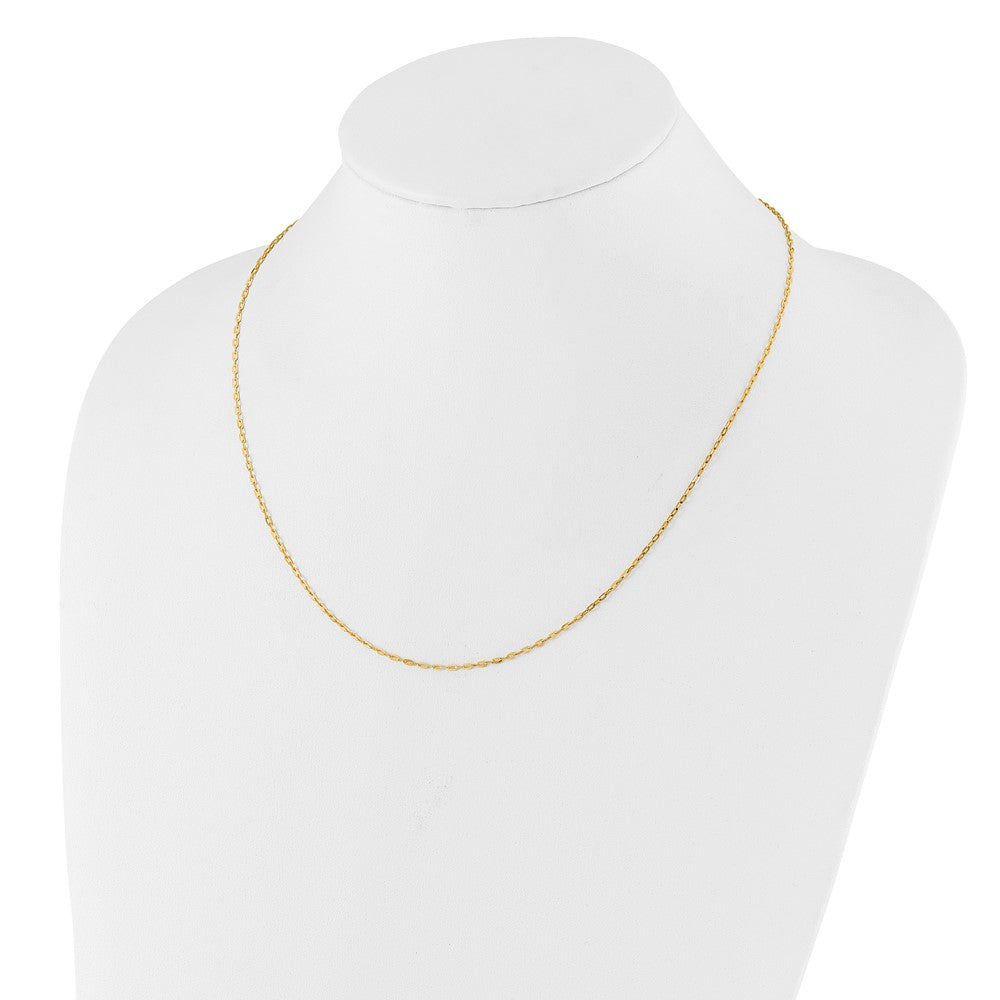 22 Zoll 14K Gelbgold Verstellbar 1.3mm Flach Ankerkette Halskette