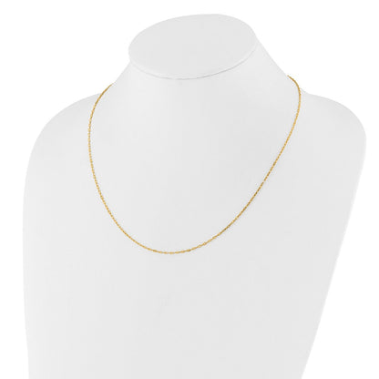 22 Zoll 14K Gelbgold Verstellbar 1.3mm Flach Ankerkette Halskette
