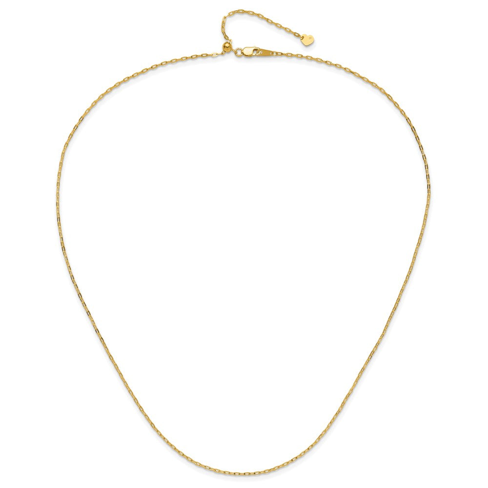 22 Zoll 14K Gelbgold Verstellbar 1.3mm Flach Ankerkette Halskette