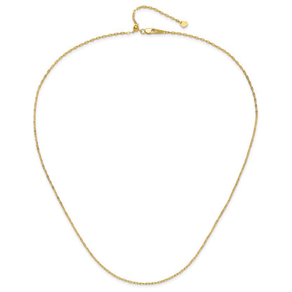 22 Zoll 14K Gelbgold Verstellbar 1.3mm Flach Ankerkette Halskette