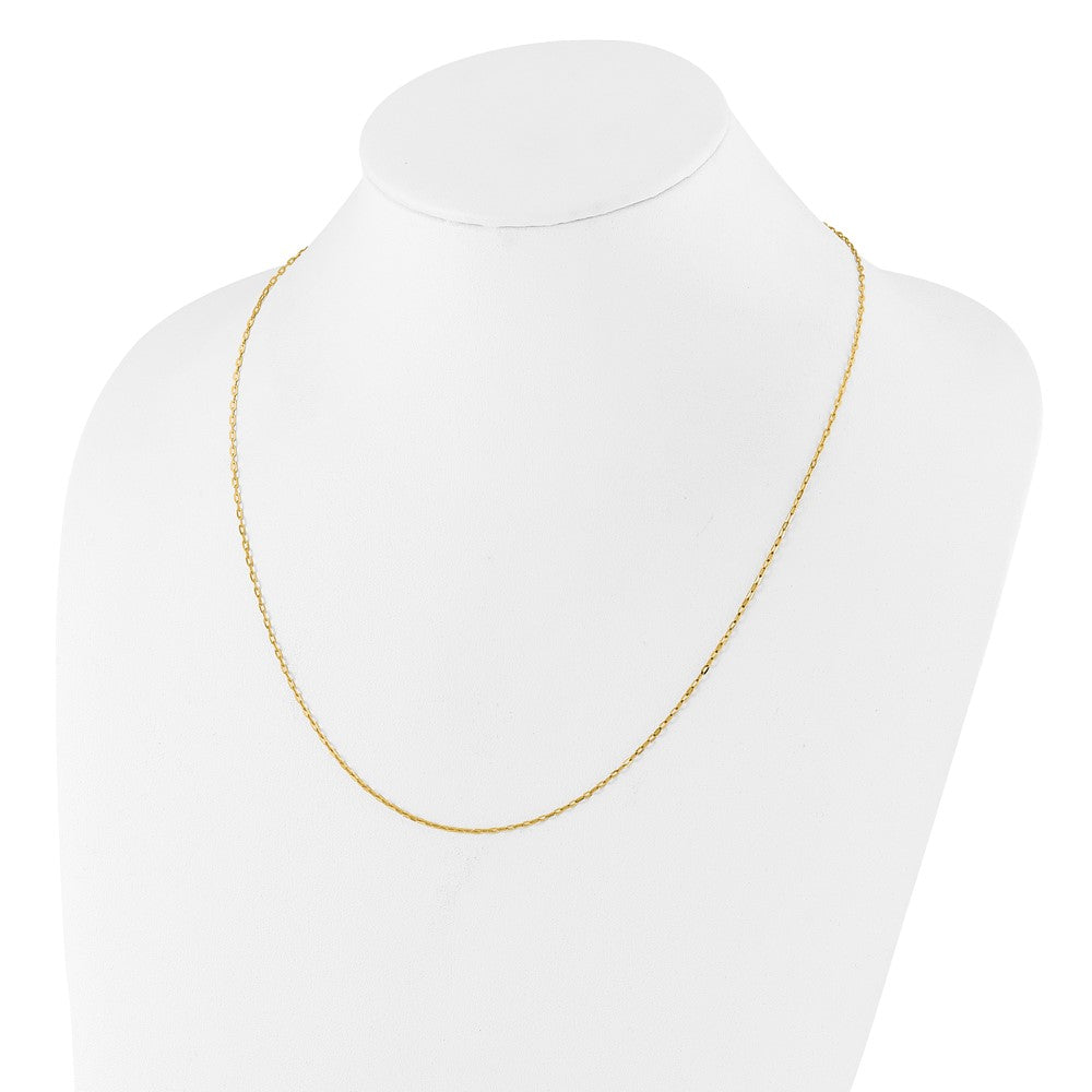 22 Zoll 14K Gelbgold Verstellbar 1.3mm Flach Ankerkette Halskette
