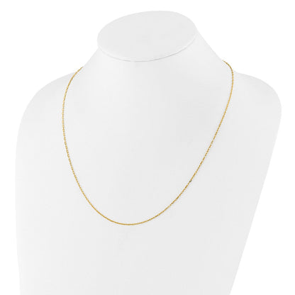 22 Zoll 14K Gelbgold Verstellbar 1.3mm Flach Ankerkette Halskette
