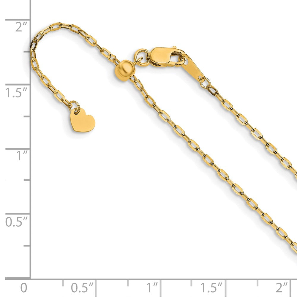 22 Zoll 14K Gelbgold Verstellbar 1.3mm Flach Ankerkette Halskette