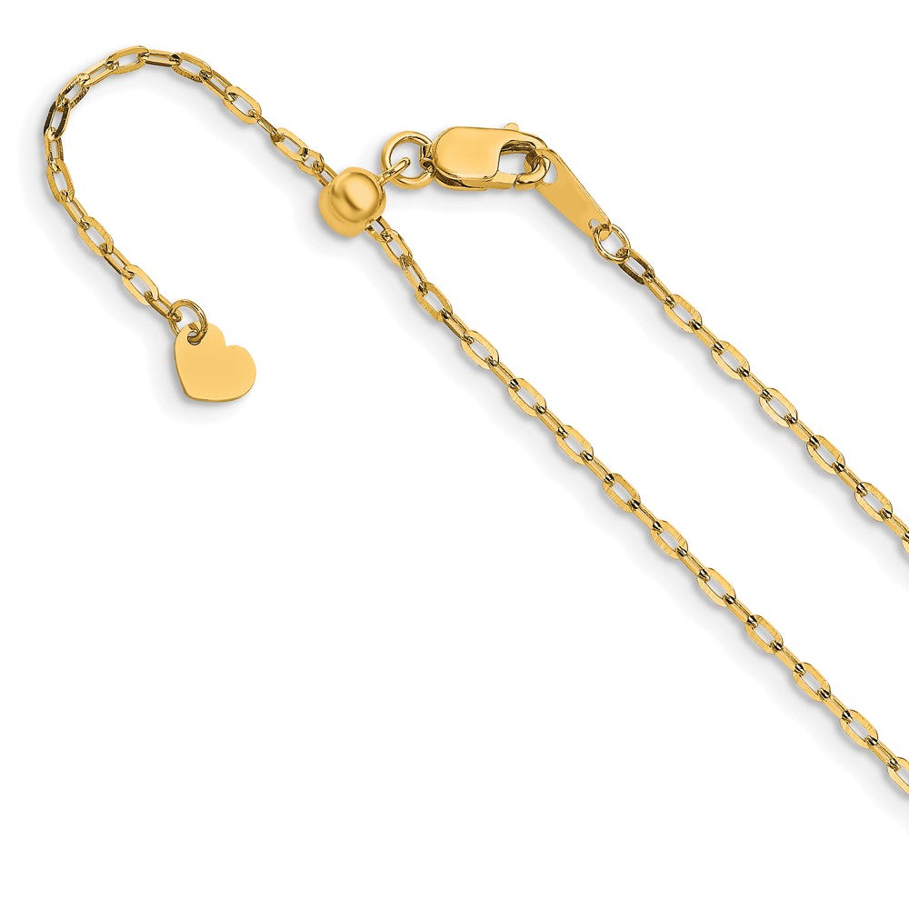 22 Zoll 14K Gelbgold Verstellbar 1.3mm Flach Ankerkette Halskette