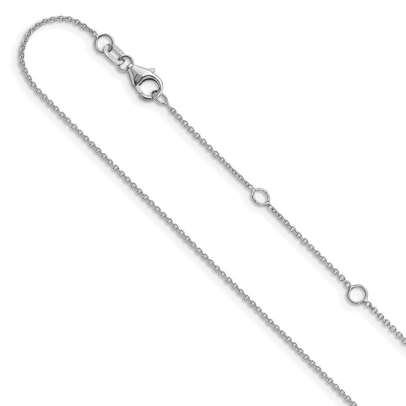 26 Zoll 14K Weißgold 1.25mm Rund Ankerkette 2 Zoll+2 Zoll Verstellbar Halskette