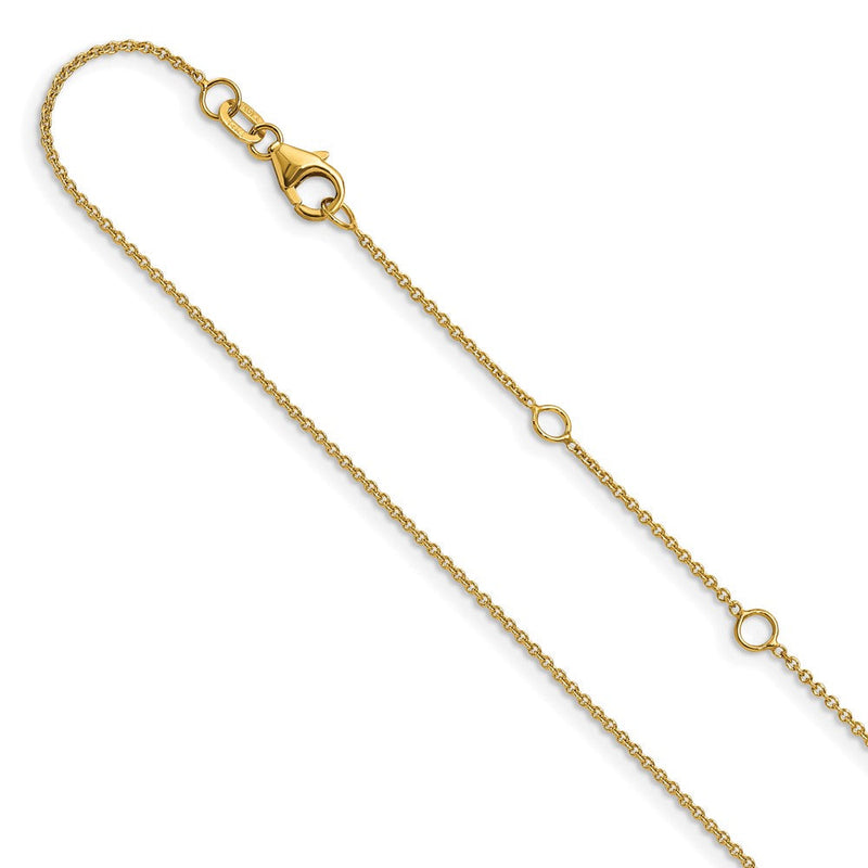 18 Zoll 14K Gelbgold 1.25mm Rund Ankerkette 1 Zoll+1 Zoll Verstellbar Halskette