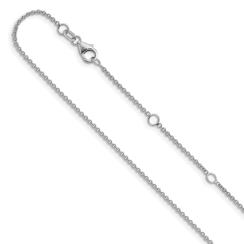 18 Zoll 14K Weißgold 1.4mm Rund Ankerkette 1 Zoll+1 Zoll Verstellbar Halskette
