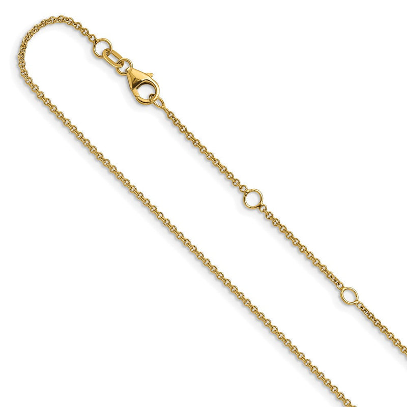 18 Zoll 14K Gelbgold 1.4mm Rund Ankerkette 1 Zoll+1 Zoll Verstellbar Halskette