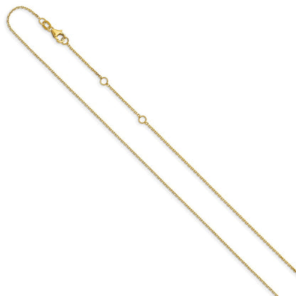 2 Zoll 14K Gelbgold 1.1mm Diamantiert Quadratisch Ankerkette 1 Zoll+1 Zoll Verstellbar Halskette