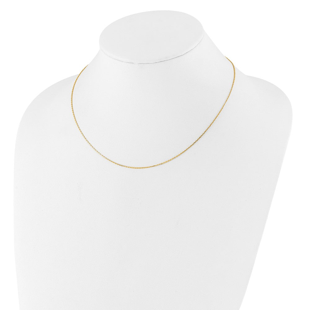 2 Zoll 14K Gelbgold 1.1mm Diamantiert Quadratisch Ankerkette 1 Zoll+1 Zoll Verstellbar Halskette