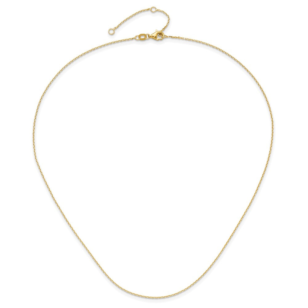 2 Zoll 14K Gelbgold 1.1mm Diamantiert Quadratisch Ankerkette 1 Zoll+1 Zoll Verstellbar Halskette