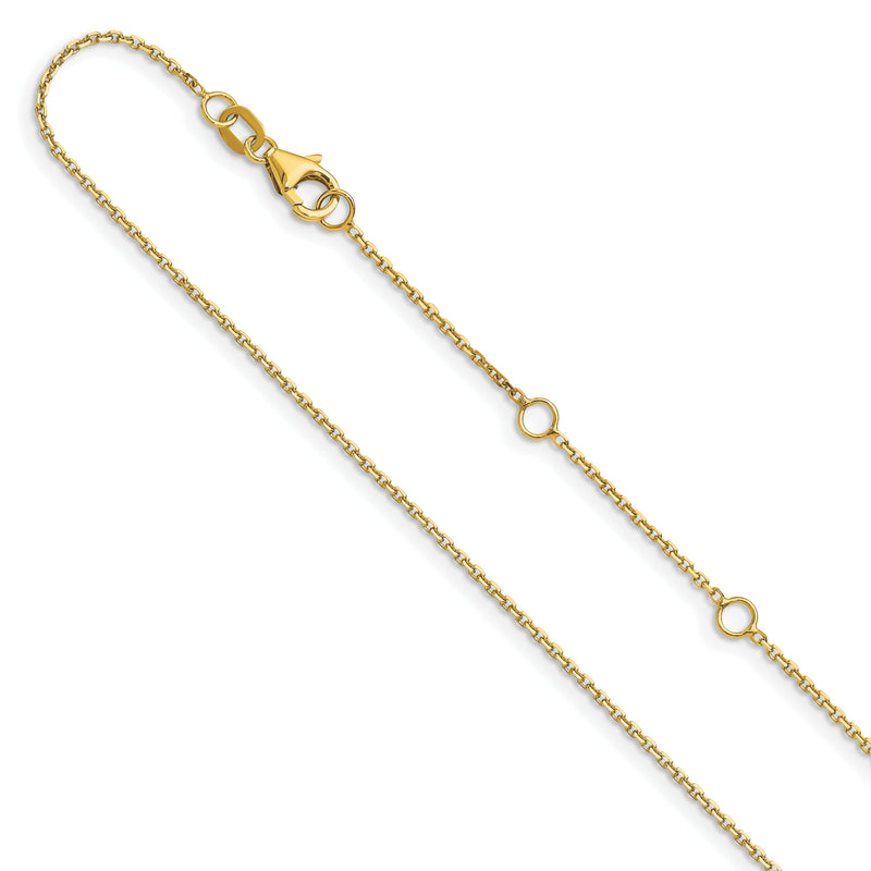 26 Zoll 14K Gelbgold 1.1mm Diamantiert Quadratisch Ankerkette 2 Zoll+2 Zoll Verstellbar Halskette
