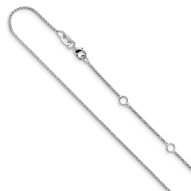 2 Zoll 14K Weißgold 1mm Diamantiert Offen Franco 1 Zoll+1 Zoll Verstellbar Halskette