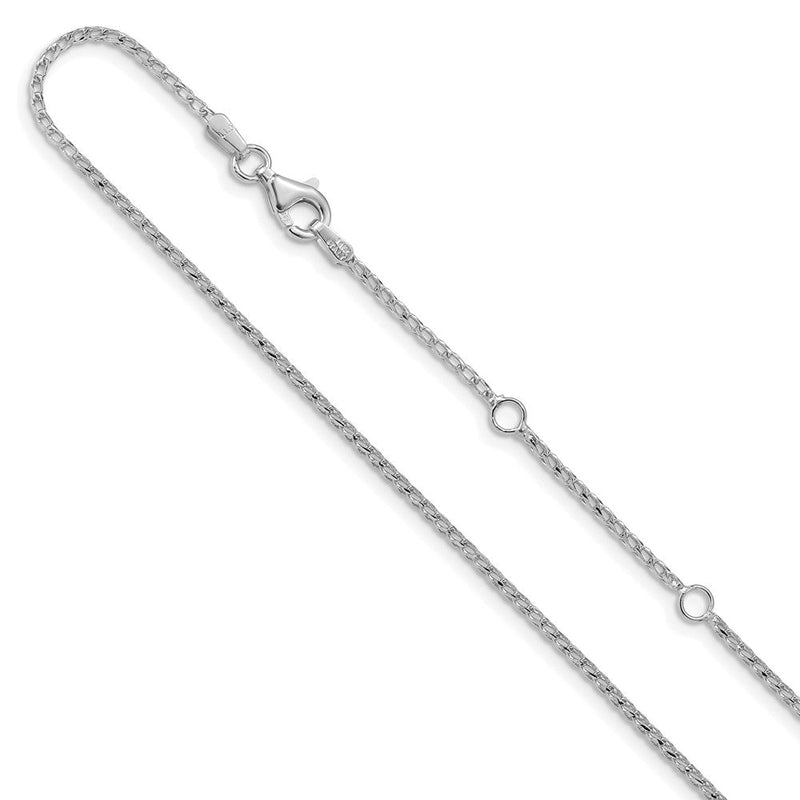 18 Zoll 14K Weißgold 1.4mm Diamantiert Offen Franco 1 Zoll+1 Zoll Verstellbar Halskette