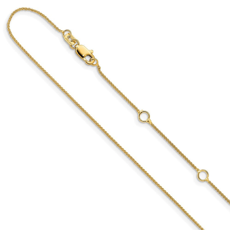18 Zoll 14K Gelbgold.8mm Baby Ährenkette 1 Zoll+1 Zoll Verstellbar Halskette