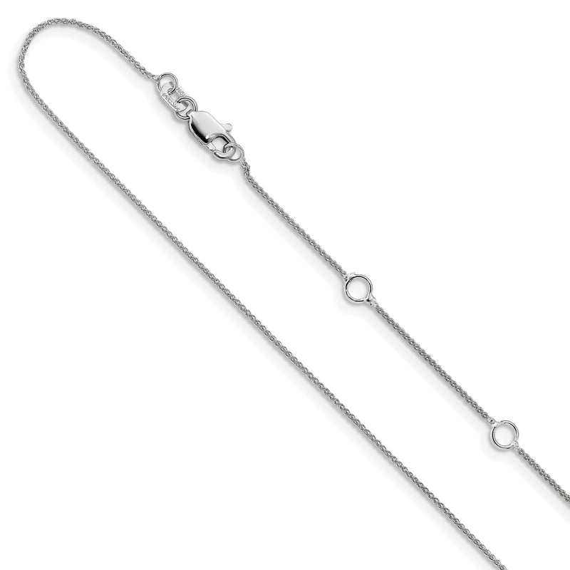 18 Zoll 14K Weißgold.8mm Baby Ährenkette 1 Zoll+1 Zoll Verstellbar Halskette
