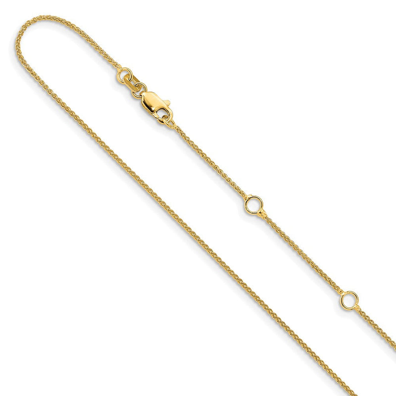 2 Zoll 14K Gelbgold 1mm Ährenkette 1 Zoll+1 Zoll Verstellbar Halskette