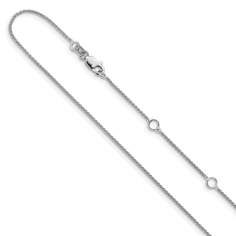 2 Zoll 14K Weißgold 1mm Ährenkette 1 Zoll+1 Zoll Verstellbar Halskette