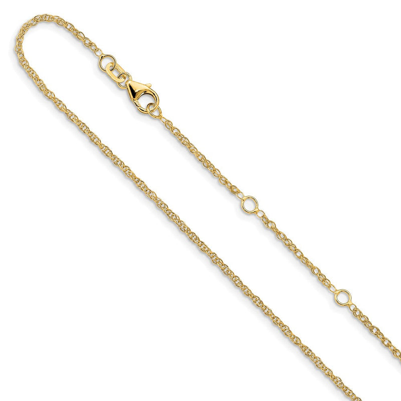 18 Zoll 14K Gelbgold 1.5mm Diamantiert Loose Kordel 1 Zoll+1 Zoll Verstellbar Halskette