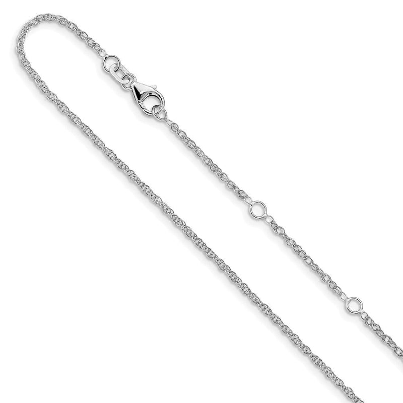 18 Zoll 14K Weißgold 1.5mm Diamantiert Loose Kordel 1 Zoll+1 Zoll Verstellbar Halskette