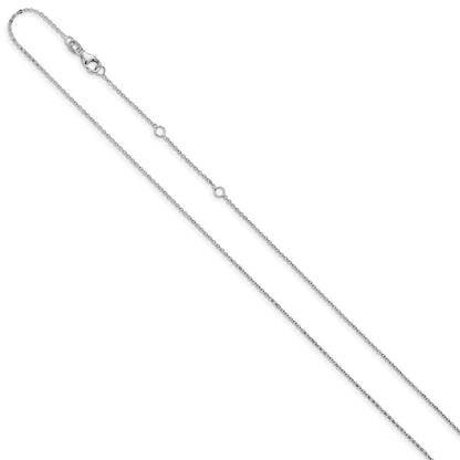 2 Zoll 14K Weißgold 1.2mm Flach Ankerkette 1 Zoll+1 Zoll Verstellbar Halskette