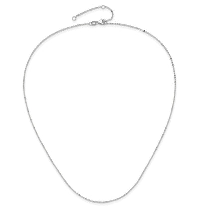 2 Zoll 14K Weißgold 1.2mm Flach Ankerkette 1 Zoll+1 Zoll Verstellbar Halskette