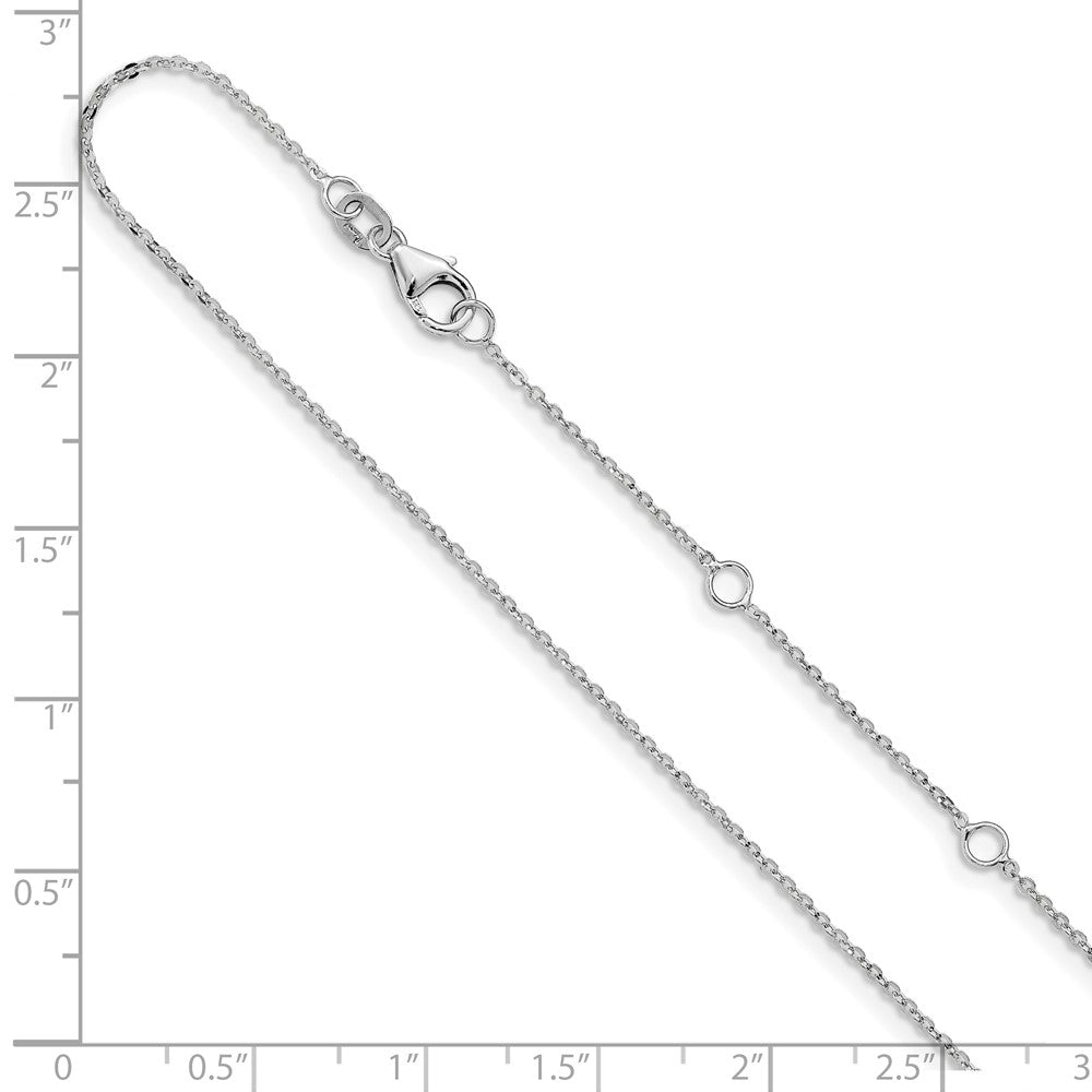 2 Zoll 14K Weißgold 1.2mm Flach Ankerkette 1 Zoll+1 Zoll Verstellbar Halskette