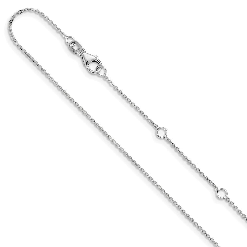 18 Zoll 14K Weißgold 1.2mm Flach Ankerkette 1 Zoll+1 Zoll Verstellbar Halskette