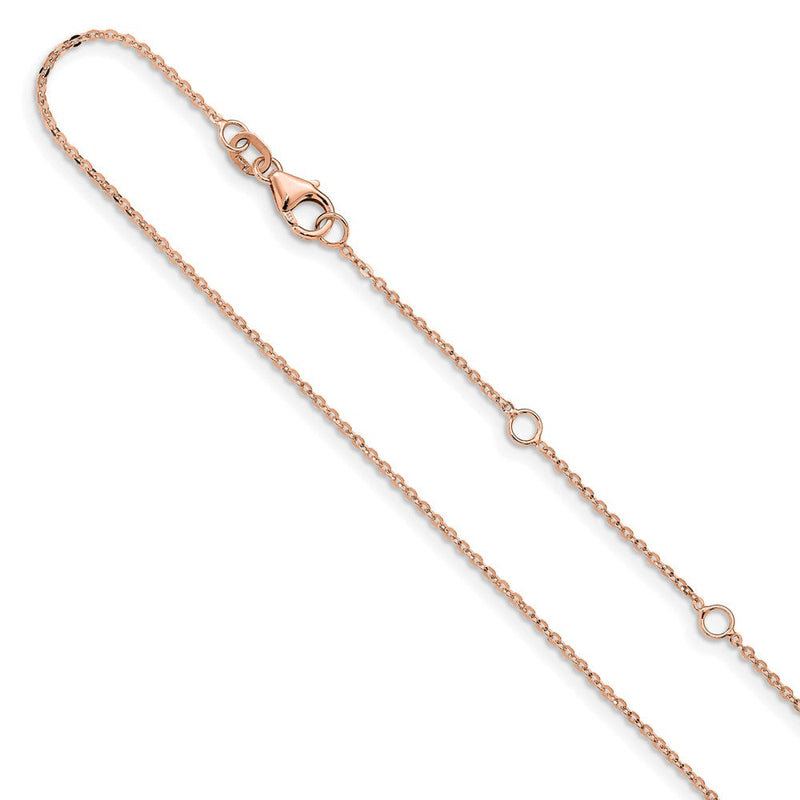 2 Zoll 14K Roségold 1.2mm Flach Ankerkette 1 Zoll+1 Zoll Verstellbar Halskette