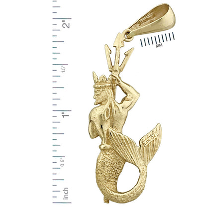 14K Gold Anhänger Poseidon mit Dreizack, 3D